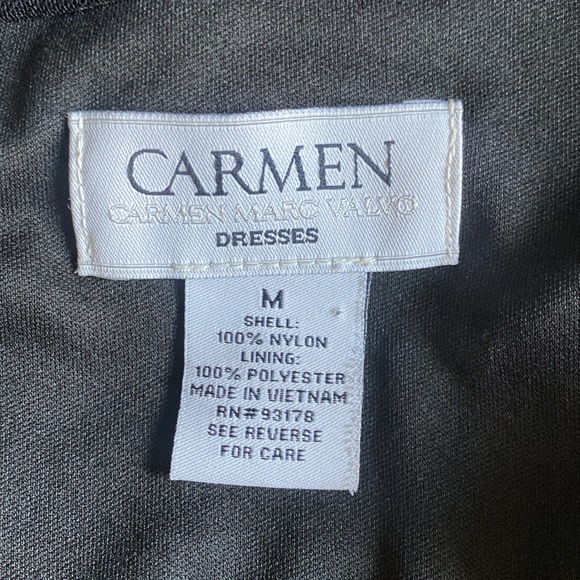 CARMEN Carmen Marc Valvo CLASSIC 🖤BLACK🖤 FIT & FLARE DRESS SIZE MEDIUM 🌟EUC🌟 - Picture 8 of 14